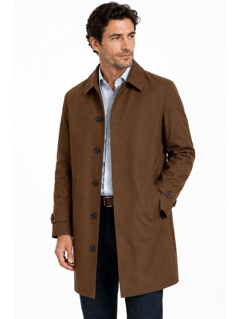 RALPH LAUREN brown trench coat 40R outerwear business casual overcoat duster
